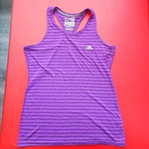 Adidas Ultimate Tee athletic tank top purple stripe women's size M